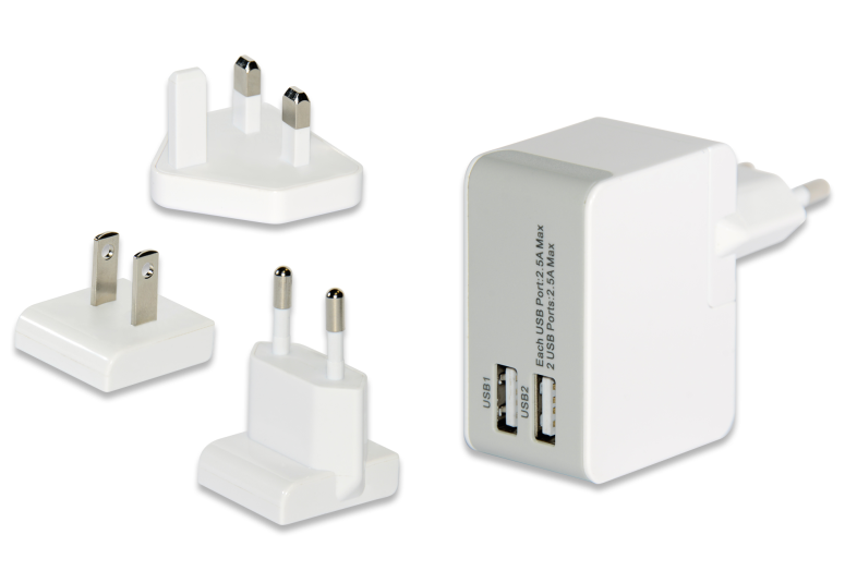ednet univerális utazó töltő (EU/UK/US) 2 USB Port