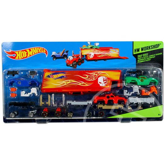 Hot Wheels Workshop: Teherautó és tréler - Snap Rides