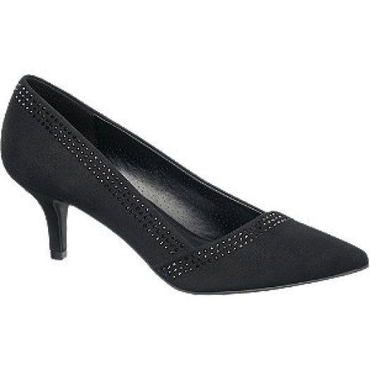 Strasszos törpesarkú pumps