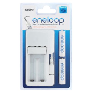 Eneloop MDU01 USB-s töltő 2db AAA 750mAh akkumulátorral