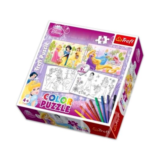 Disney hercegnők: 2 az 1-ben színezhető puzzle