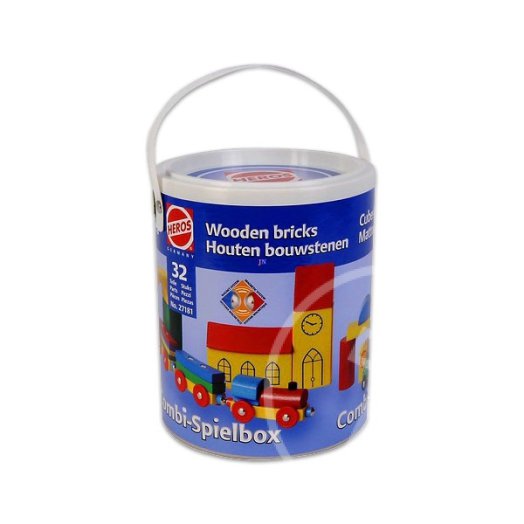 Heros combi színes fa építőkockák - 32 db-os