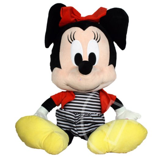 Mikiegér: Minnie egér plüssfigura - csíkos ruhában, 75 cm