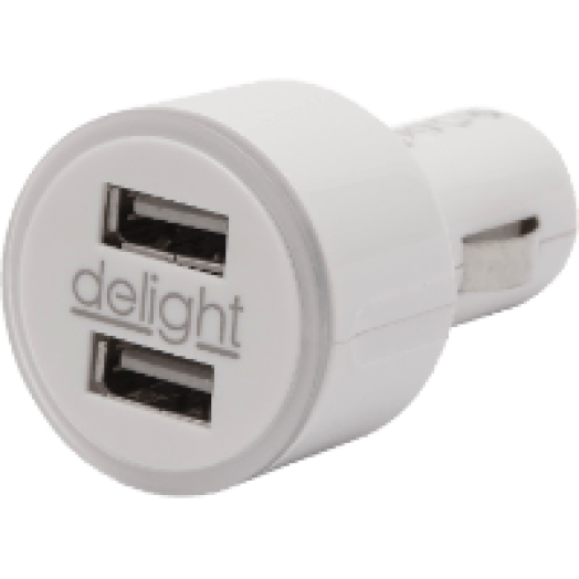 55028WH Autós szivargyújtó adapter 2 USB aljzattal, fehér