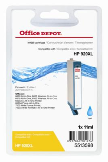 Office Depot HP CD972AE/920XL kompatibilis patron, cián