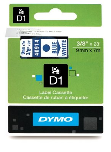 Dymo D1 9mm szalag, kék/fehér
