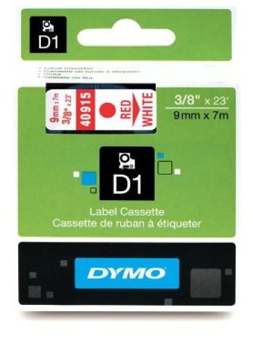 Dymo D1 9mm szalag, piros/fehér