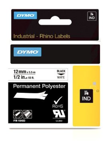 Dymo D1 poliészter szalag 12mm, fehér