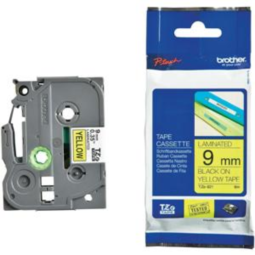 Brother TZE621 9mm laminált szalag, sárga/fekete