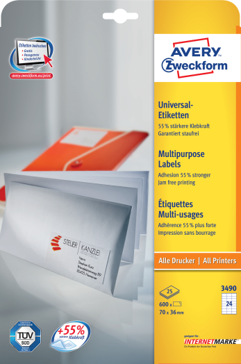 Avery univerzális etikett 25 ív/csomag