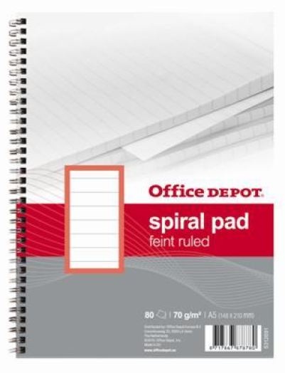 Office Depot lefűzhető spirálfüzet A5+