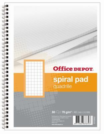 Office Depot lefűzhető spirálfüzet A5+