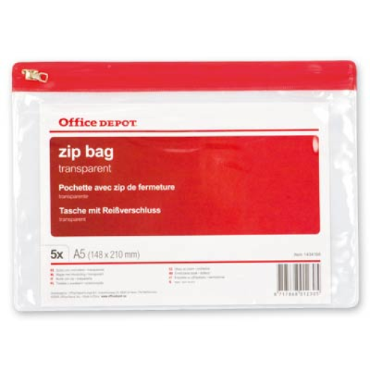 Office Depot áttetsző cipzáras tasak