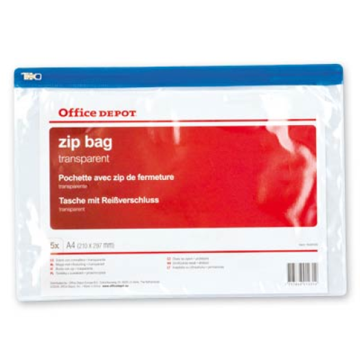 Office Depot áttetsző cipzáras tasak