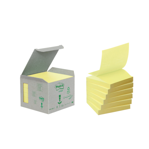 Post-it újrahasznosított Z-tömb 76x76 mm sárga 6 tömb/c