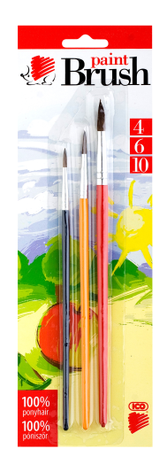 ICO Süni ecset szett 4-6-10 festett fanyelű 3 db/csomag