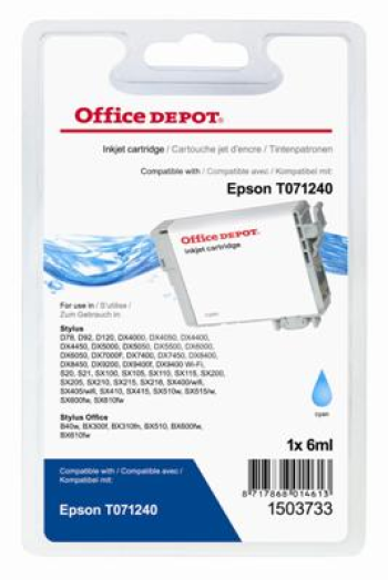Office Depot Epson T071240 kompatibilis patron, cián