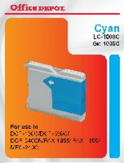 Office Depot Brother LC1000C kompatibilis patron, cián