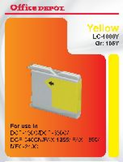 Office Depot Brother LC1000Y kompatibilis patron, sárga