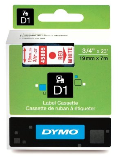 Dymo D1 19mm szalag, piros/fehér