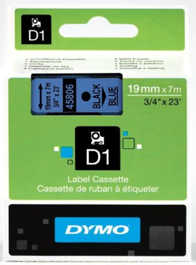 Dymo D1 19mm szalag, fekete/kék