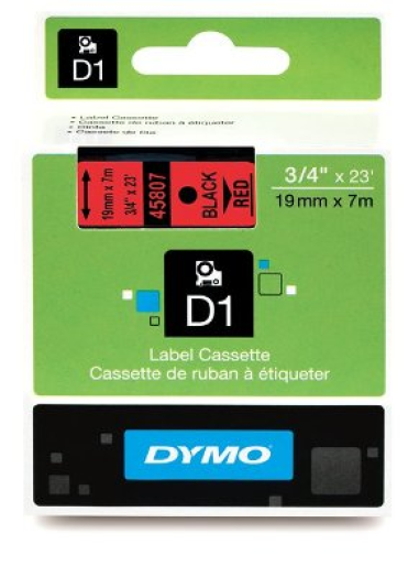 Dymo D1 19mm szalag, fekete/piros
