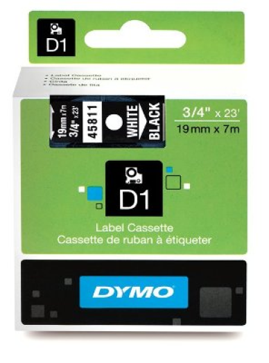 Dymo D1 19mm szalag, fehér/fekete