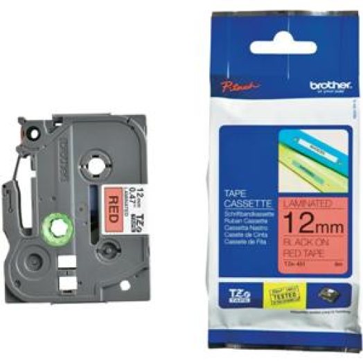 Brother TZE431 12mm laminált szalag, piros/fekete