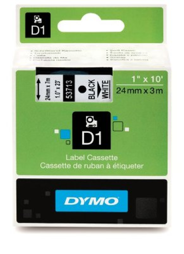 Dymo D1 24mm szalag, fekete/fehér