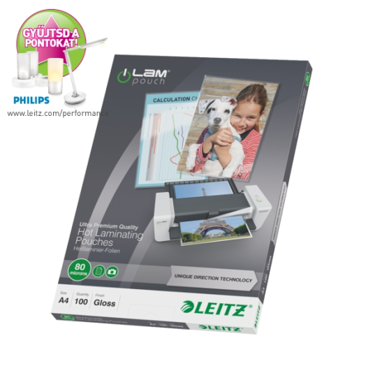 Leitz A4 lamináló fólia 160mic(2x80) 100db/cs