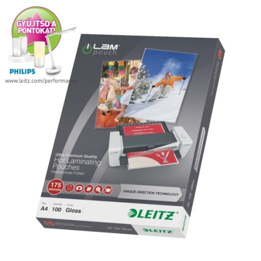 Leitz A4 lamináló fólia 350mic(2x175) 100db/cs