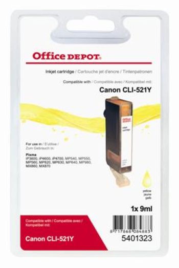 Office Depot Canon CLI521 kompatibilis patron, sárga