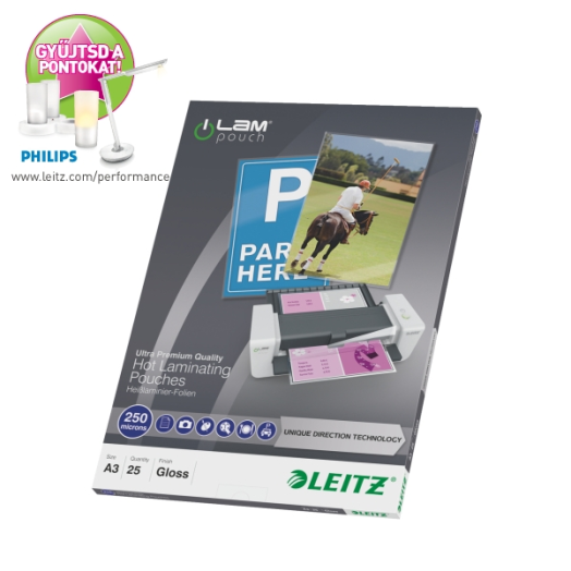 Leitz A3 lamináló fólia 250mic(2x125) 25db/cs