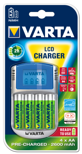 Varta PP LCD akku töltő + 4db AA ceruza akku 2400mAh