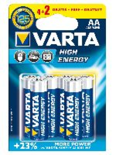 Varta HIGH ENERGY AA ceruza tartós elem, 4+2db/cs