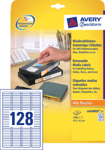 Avery Univ. L6020REV-25 visszaszed diacímke 43,2x8,5mm