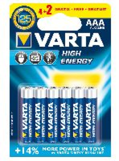 Varta HIGH ENERGY AAA mikro ceruza tartós elem4+2db/cs