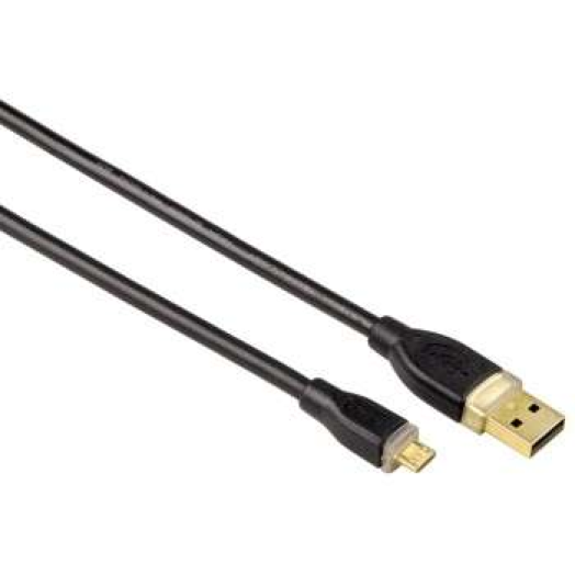 HAMA A-microB USB kábel, 1,8m, aranyozott, 480 Mbit/sec