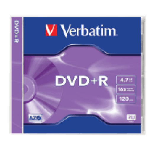 DVD+R lemez 4,7 GB 16x, normál tok AZO