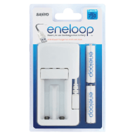 Eneloop MDU01 USB-s töltő 2db AAA 750mAh akkumulátorral