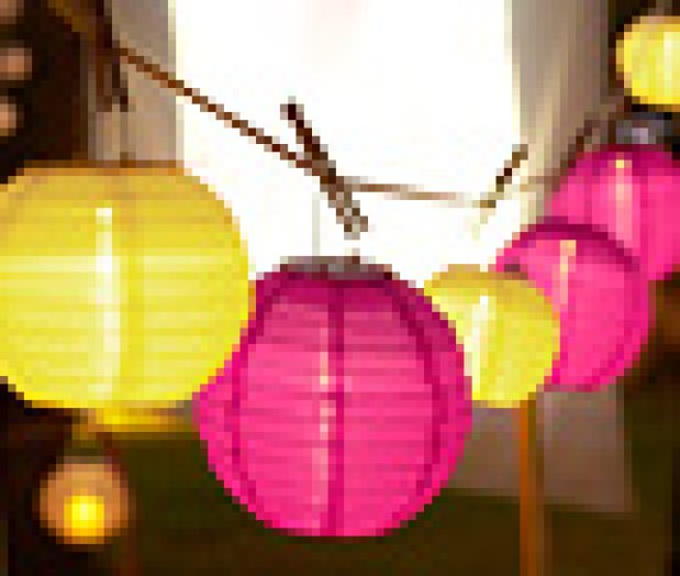 Napelemes LED-es lampion, kicsi, sárga