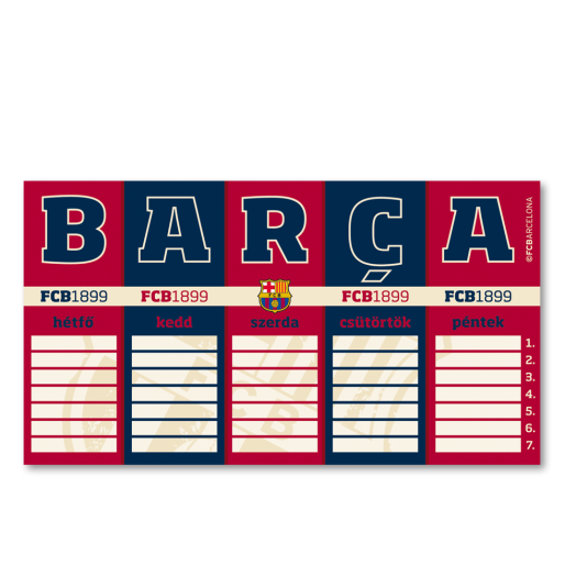 FC Barcelona órarend 1 lapos
