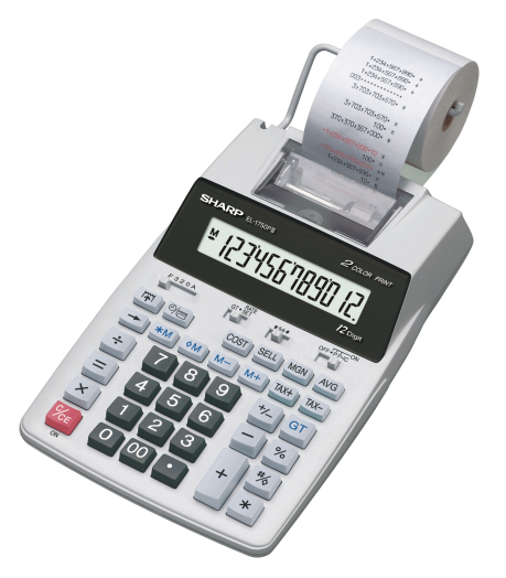 Sharp EL-1750PIIIGY szalagos, elemes-adapteres számológép