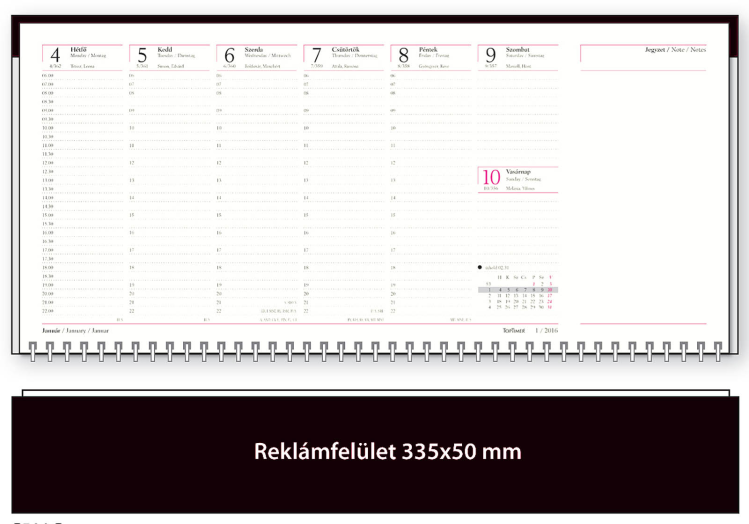 TopTimer asztali naptár T050 fekvő
