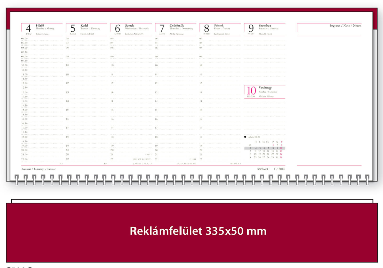 TopTimer asztali naptár T050 fekvő