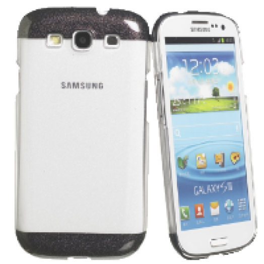 Samsung Galaxy S3 csillámos fekete műanyag hátlap