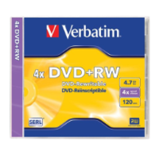 DVD+RW újraírható lemez 4,7 GB 4x, normál tokban, SERL
