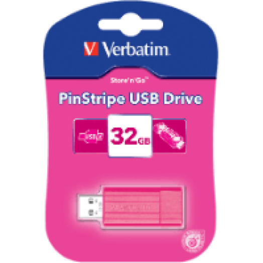 Pin Stripe 32 GB USB 2.0 pendrive ciklámen