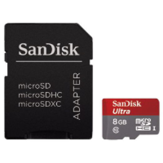 microSDHC 8GB Ultra Class10, 48Mb/s + Adapter + Android app. (124070)