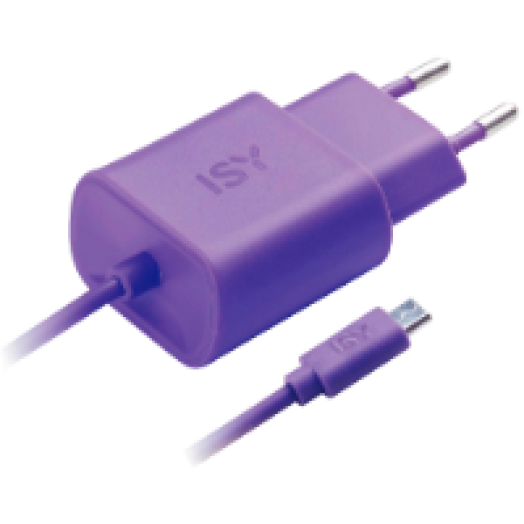 ISY IWC 3000 Micros USB fali töltő kábellel, lila